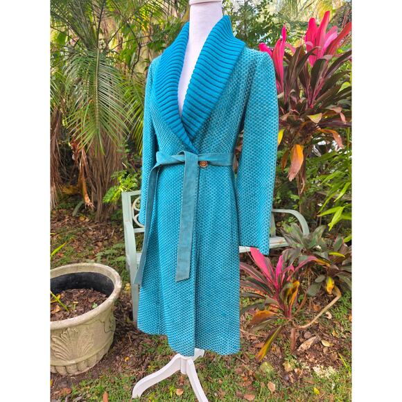 Authentic Gucci Coat Vintage Long Wrap Leather & Wool Size Small - Picture 1 of 6